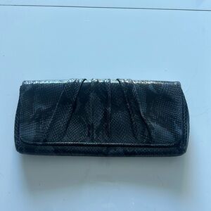 Lauren Merkin Blue & Black Snakeskin Clutch